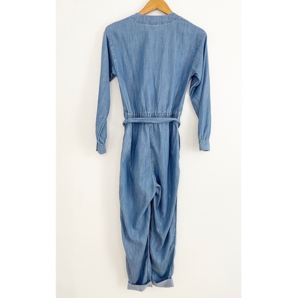 Gap Chambray V-Neck Tie Belt Jean Denim Jumpsuit Size 00 - Picture 7 of 15